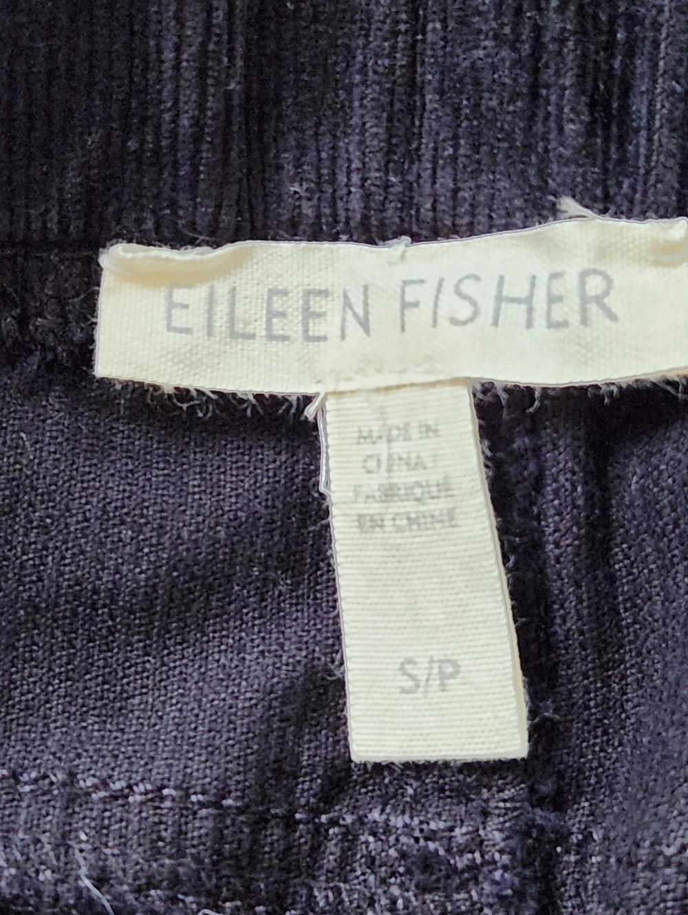 Eileen Fisher Organic Cotton Pull-On Black Corduroy Pants Size Small - Picture 5 of 9